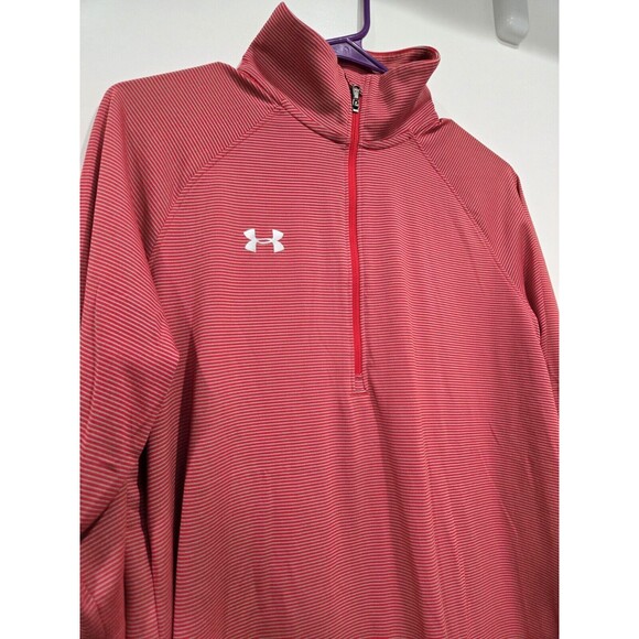 Under Armour Shirt Women’s Medium Red Heatgear‎ Gym 1/4 Zip Lightweight - Picture 2 of 5